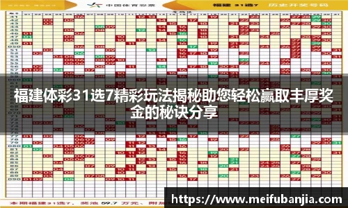 福建体彩31选7精彩玩法揭秘助您轻松赢取丰厚奖金的秘诀分享