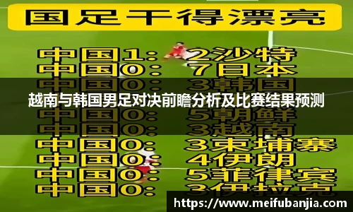 越南与韩国男足对决前瞻分析及比赛结果预测