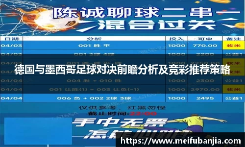 德国与墨西哥足球对决前瞻分析及竞彩推荐策略
